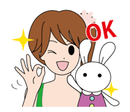 Moe-chan and her stuffed rabbit 2 sticker #4077301
