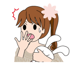 Moe-chan and her stuffed rabbit 2 sticker #4077303