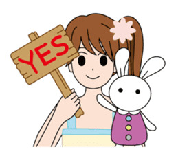 Moe-chan and her stuffed rabbit 2 sticker #4077306