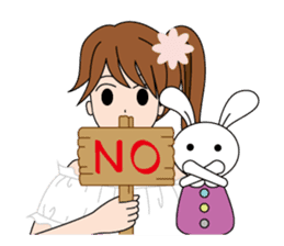 Moe-chan and her stuffed rabbit 2 sticker #4077307