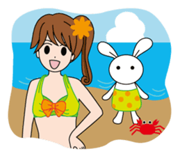 Moe-chan and her stuffed rabbit 2 sticker #4077317