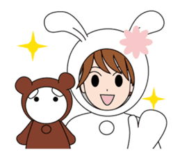 Moe-chan and her stuffed rabbit 2 sticker #4077320