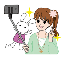 Moe-chan and her stuffed rabbit 2 sticker #4077323