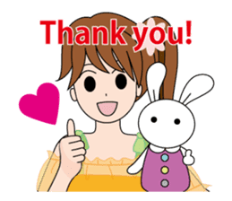 Moe-chan and her stuffed rabbit 2 sticker #4077333