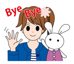Moe-chan and her stuffed rabbit 2 sticker #4077334