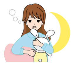 Moe-chan and her stuffed rabbit 2 sticker #4077335