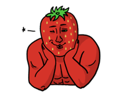 Strawberry muscle man sticker #4086960