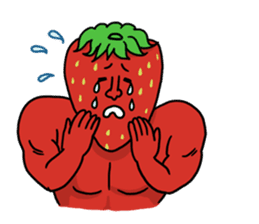 Strawberry muscle man sticker #4086961