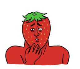 Strawberry muscle man sticker #4086964