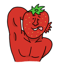 Strawberry muscle man sticker #4086965