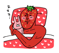 Strawberry muscle man sticker #4086969