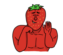 Strawberry muscle man sticker #4086970