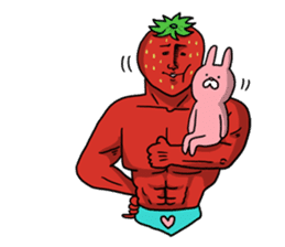 Strawberry muscle man sticker #4086971