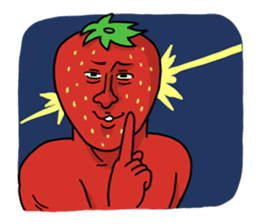 Strawberry muscle man sticker #4086973