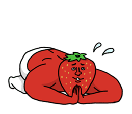 Strawberry muscle man sticker #4086974