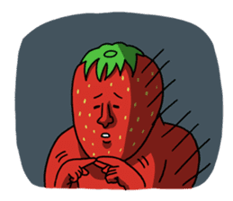 Strawberry muscle man sticker #4086975