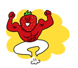 Strawberry muscle man sticker #4086978