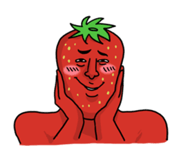 Strawberry muscle man sticker #4086980