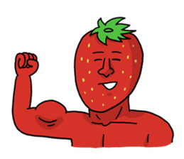 Strawberry muscle man sticker #4086981
