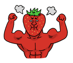 Strawberry muscle man sticker #4086985