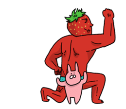 Strawberry muscle man sticker #4086986