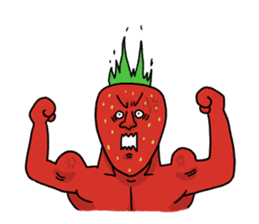 Strawberry muscle man sticker #4086988