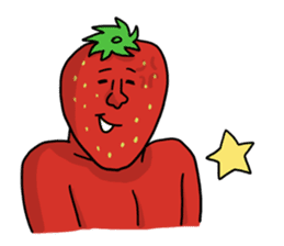 Strawberry muscle man sticker #4086989