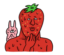 Strawberry muscle man sticker #4086991