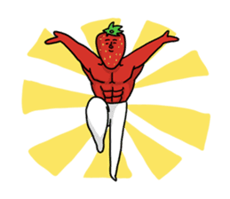 Strawberry muscle man sticker #4086992