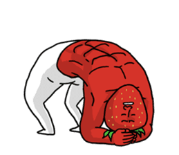 Strawberry muscle man sticker #4086995
