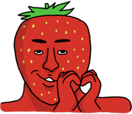 Strawberry muscle man sticker #4086996