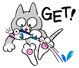 Cat Nyanta and fish Aoemon sticker #4088962