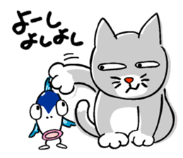 Cat Nyanta and fish Aoemon sticker #4088984