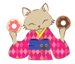 Kimono cat girls sticker #4092620