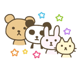 Cute animals. Rabbit, panda, bear, cat. sticker #4096559