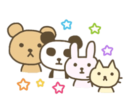 Cute animals. Rabbit, panda, bear, cat. sticker #4096559