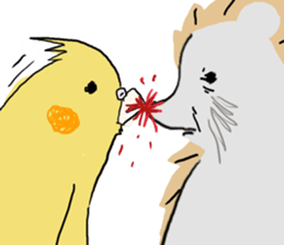 Hedgehog and parakeets sticker #4097817