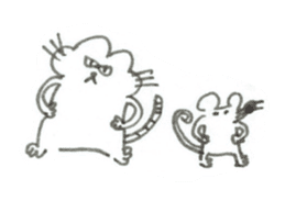 Impudent mouse and obedient cat sticker #4110154