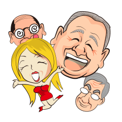 Funny uncle and friends of Japan