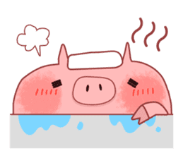 A sticker of a happy pig sticker #4122298