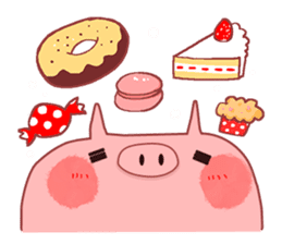 A sticker of a happy pig sticker #4122312