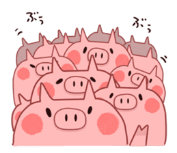 A sticker of a happy pig sticker #4122323