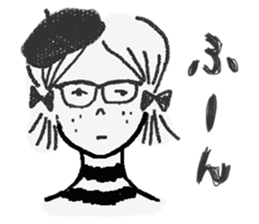 Black cat and Glasses-wearing girl sticker #4131496