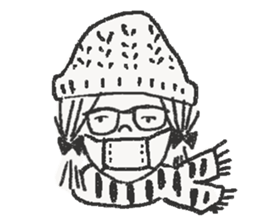 Black cat and Glasses-wearing girl sticker #4131502