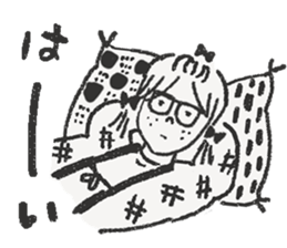 Black cat and Glasses-wearing girl sticker #4131512