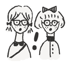 Black cat and Glasses-wearing girl sticker #4131522