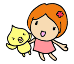 Girl and chick sticker #4138605