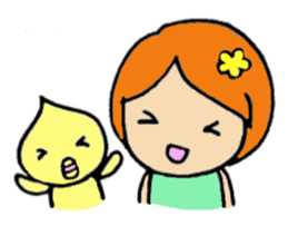 Girl and chick sticker #4138607