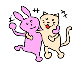 cat and rabbits sticker #4141500