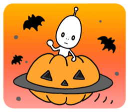 Alien boy in UFO-novice country Japan. sticker #4144286